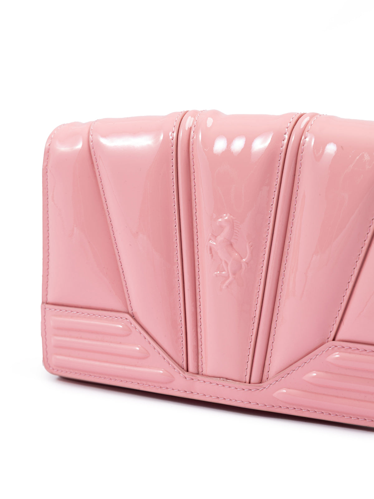 Ferrari Pink GT patent leather bag with chain