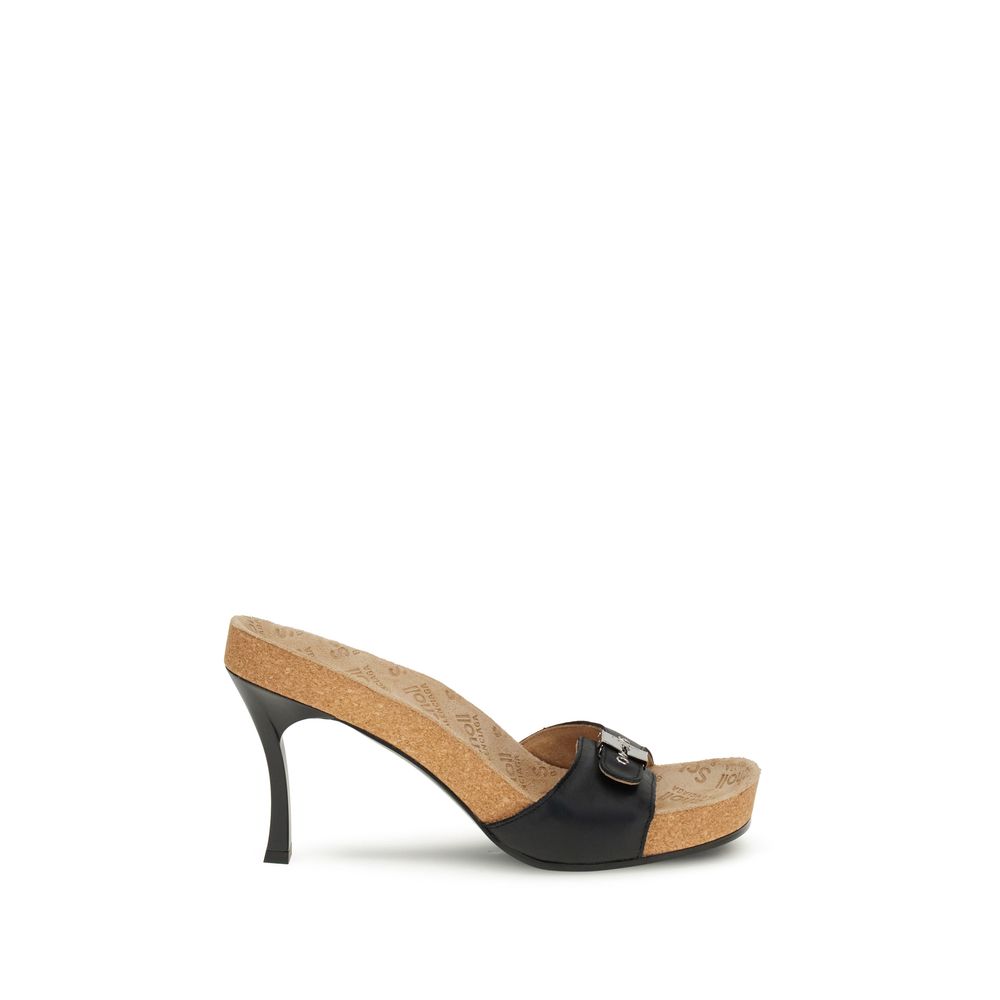 Balenciaga Black Calf Leather Bos Taurus Stiletto Heel Sandals
