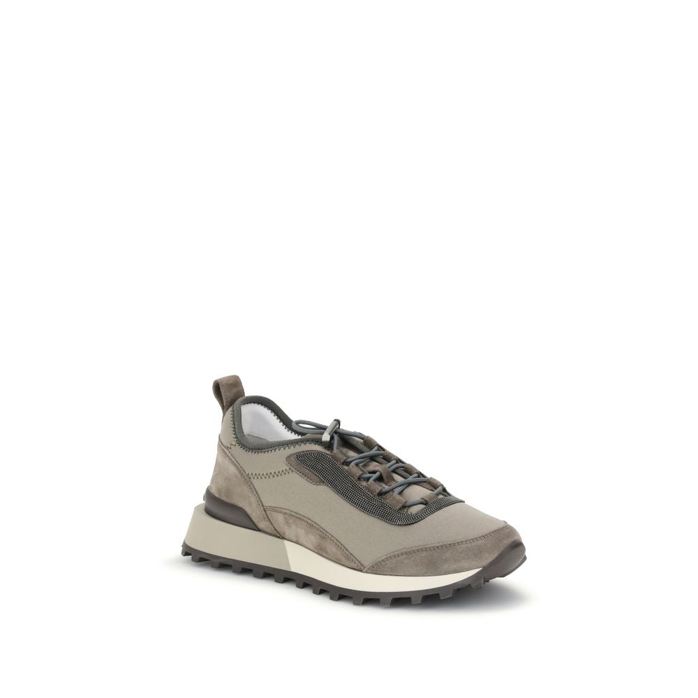 Brunello Cucinelli Brown Leather Athletic Sneakers