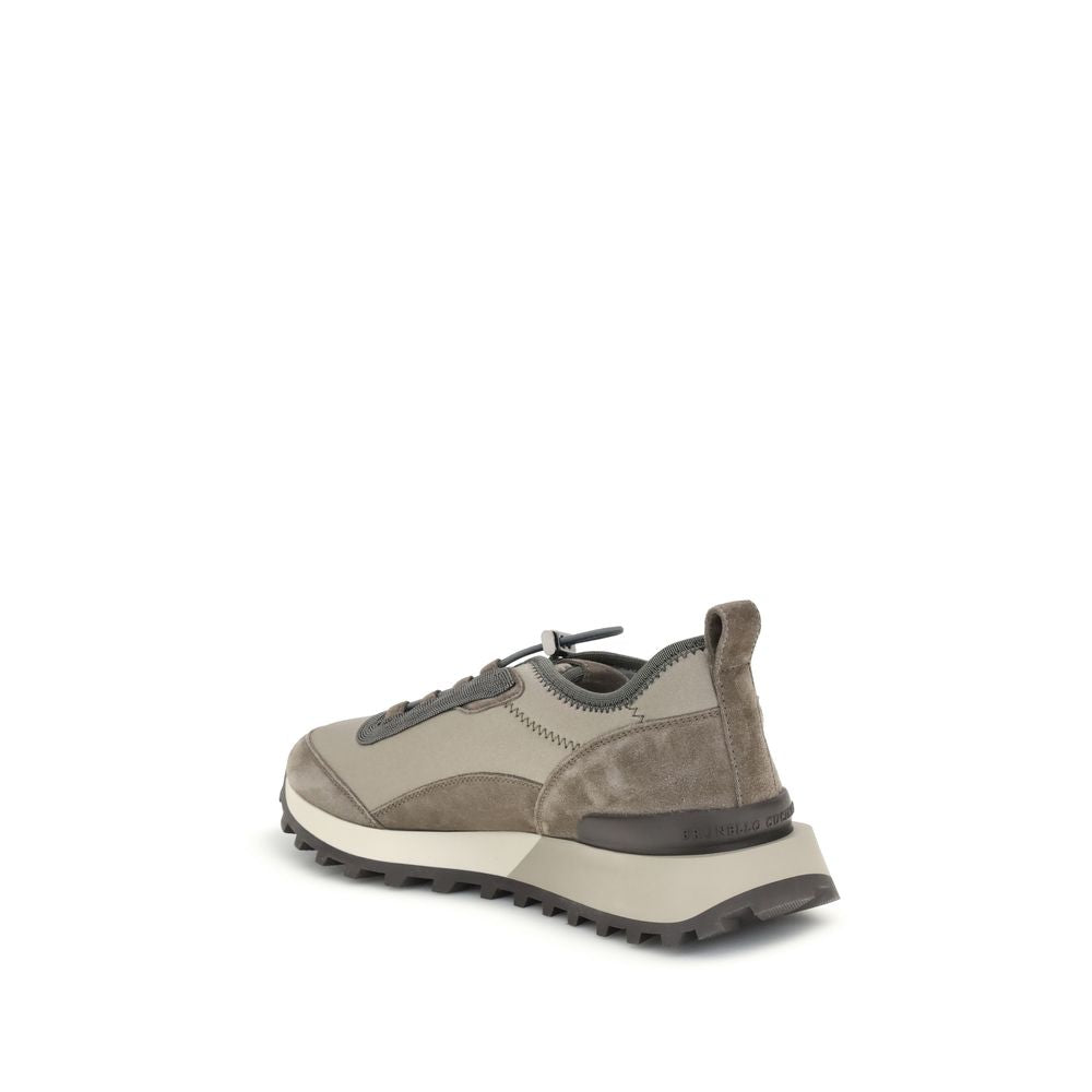 Brunello Cucinelli Brown Leather Athletic Sneakers