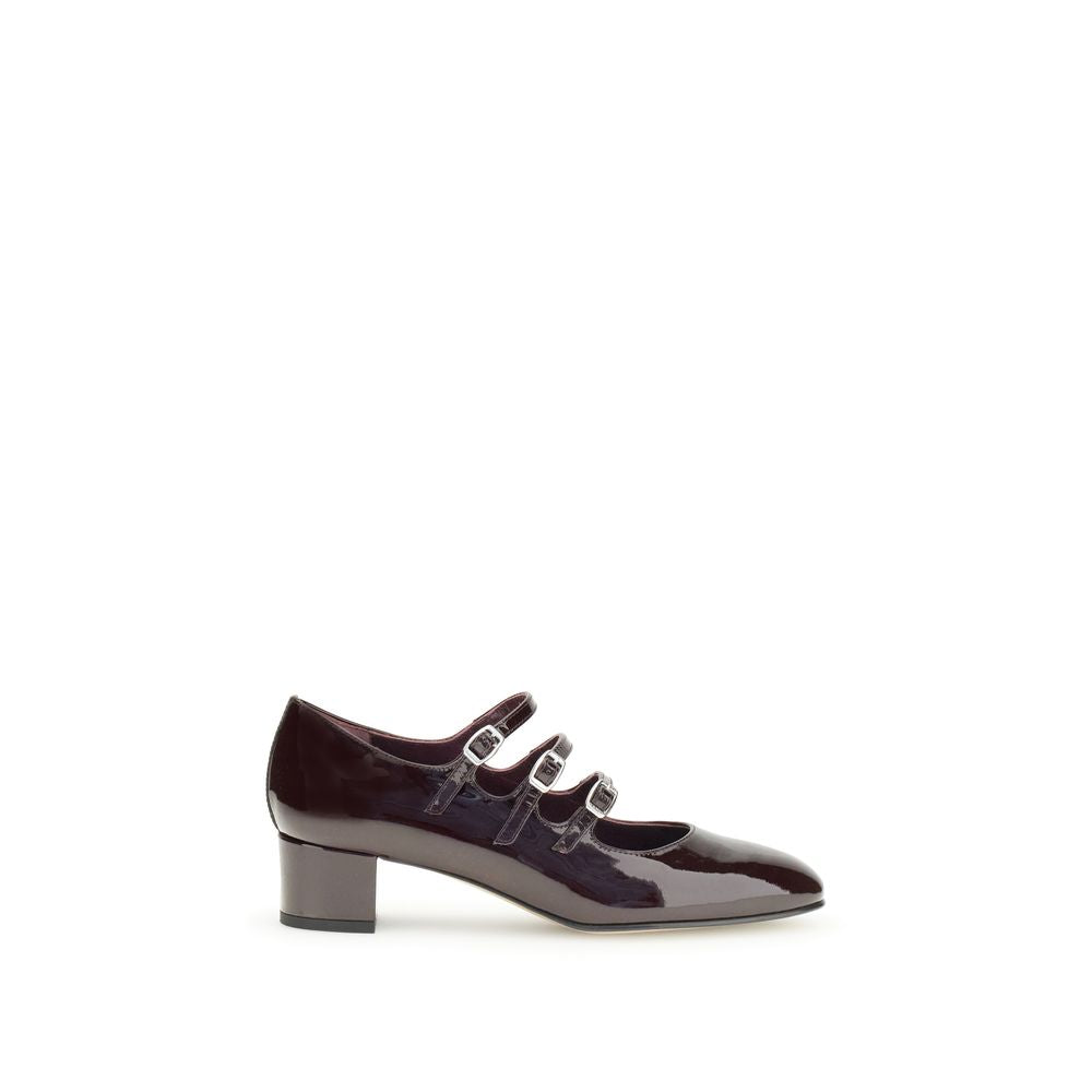 Carel Paris Brown Leather Mid Heel Pumps