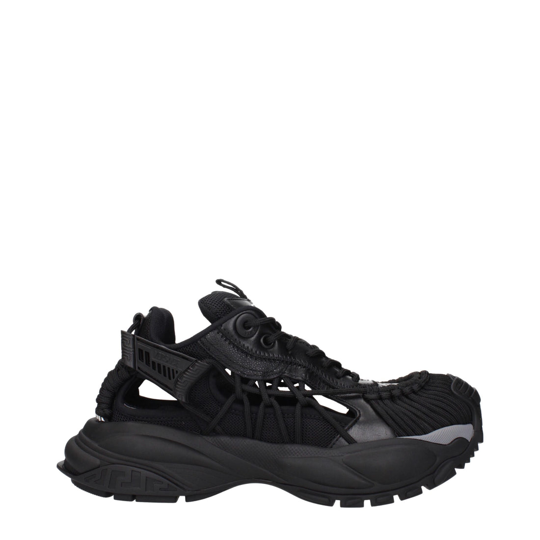 Versace Black Leather Athletic Sneakers