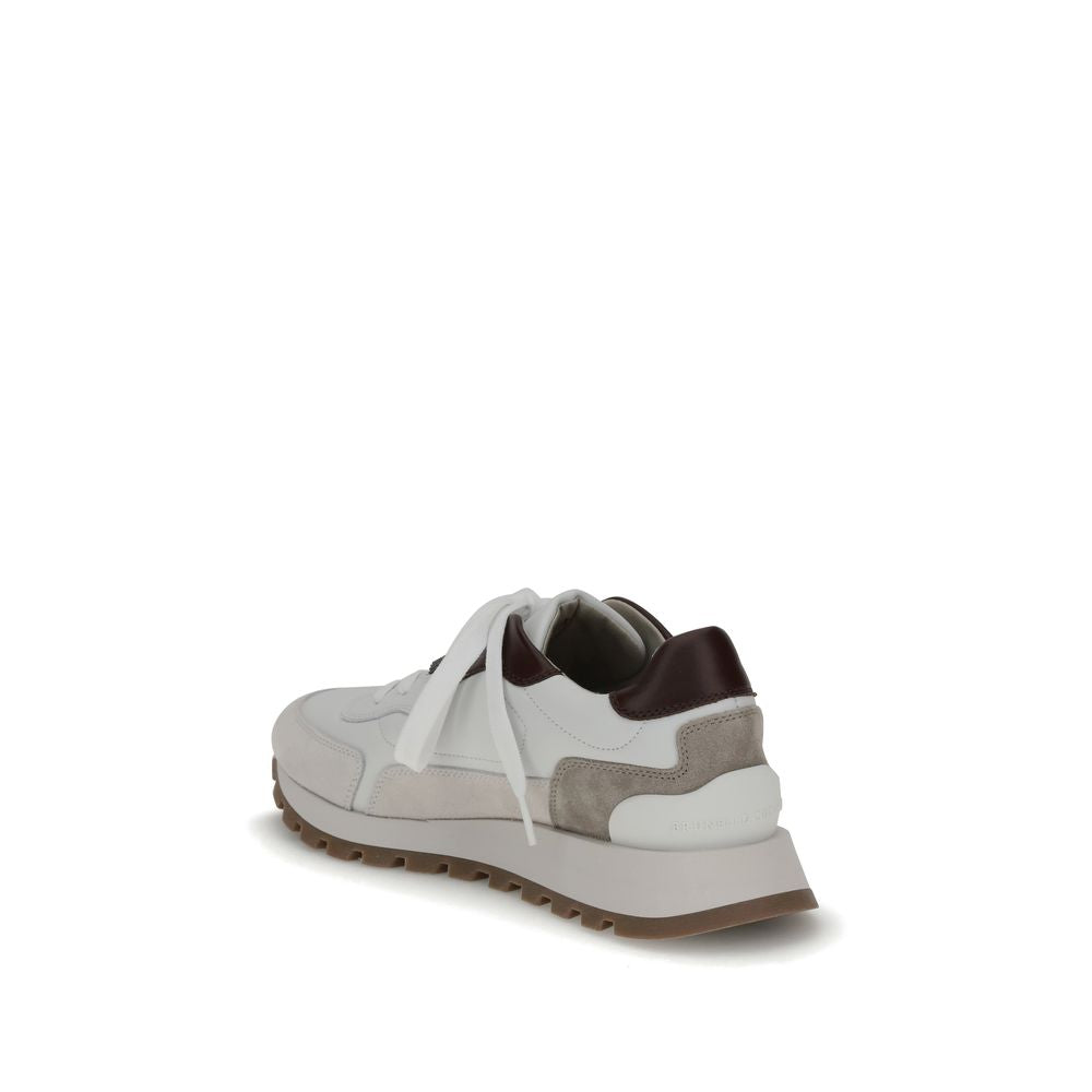 Brunello Cucinelli White Leather Athletic Sneakers