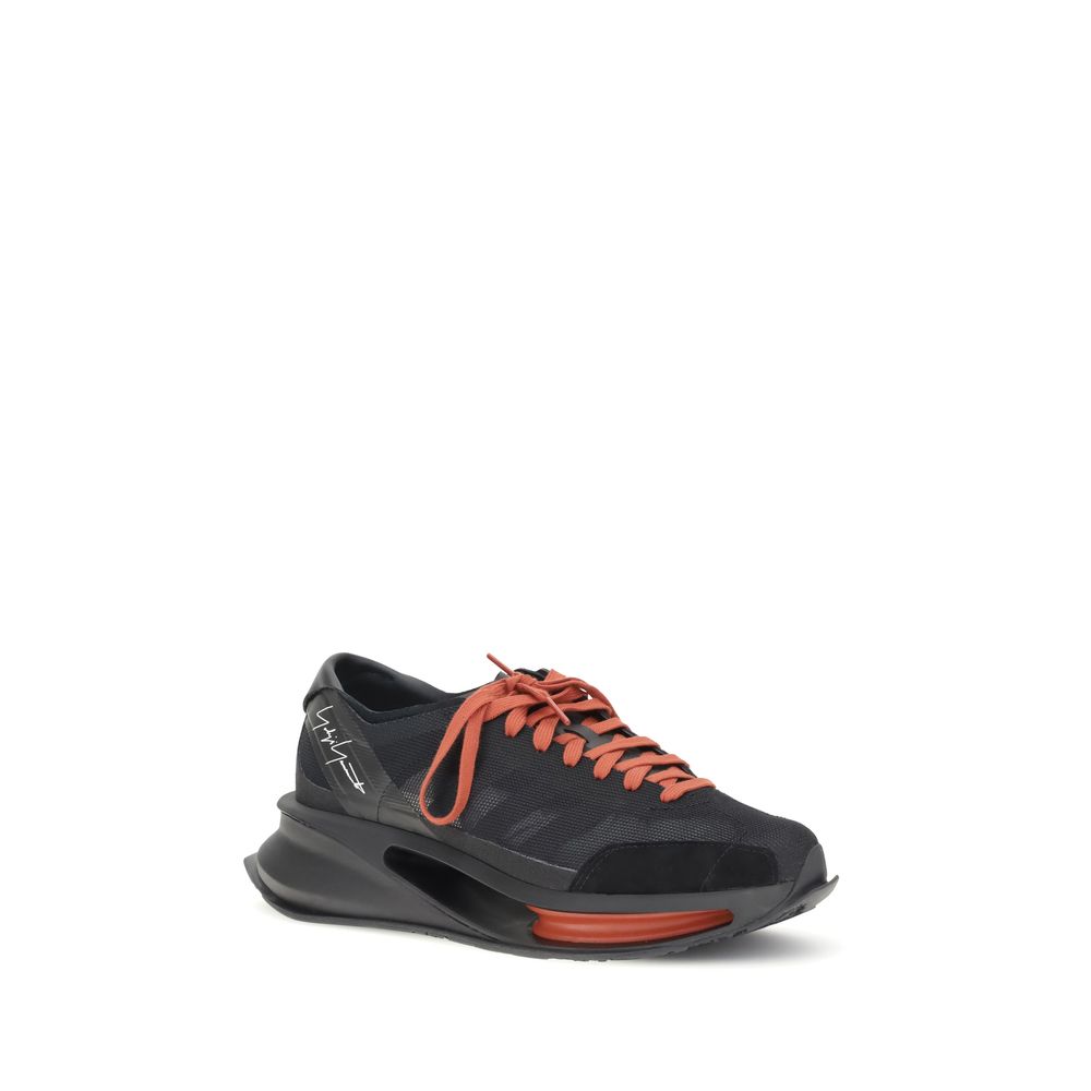 Y-3 Black Leather Athletic Sneakers