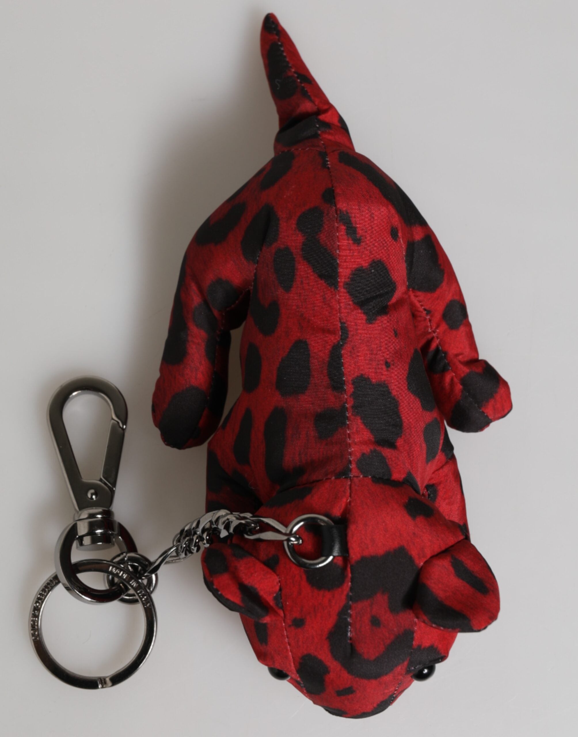 Dolce & Gabbana Red Black Polyester Animal Silhouette Keychain Keyring