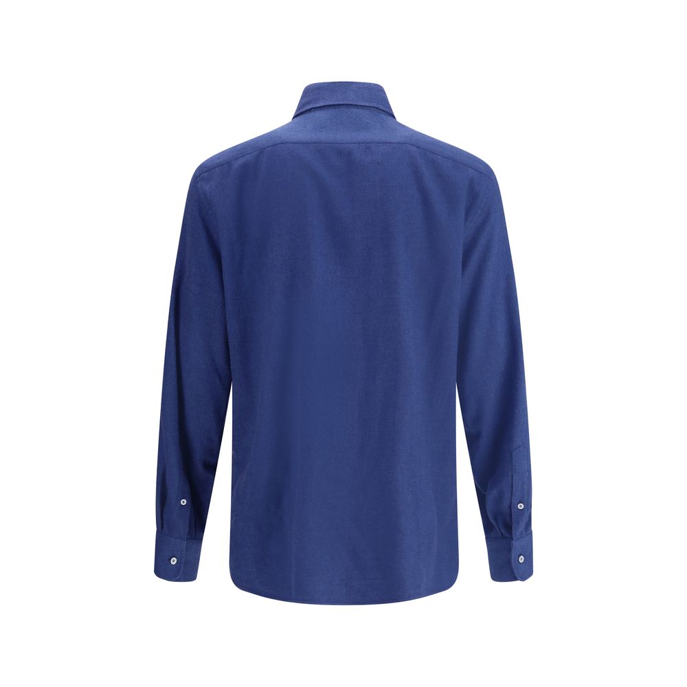 Brunello Cucinelli Blue Cotton Dress Shirt