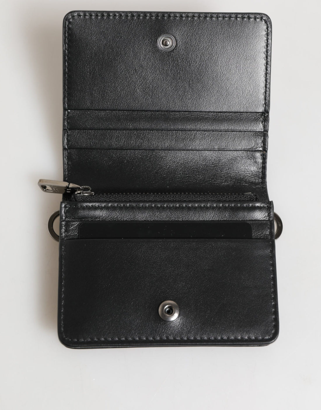 Dolce & Gabbana Black Leather DG Logo Bifold Card Holder Men Borse Wallet