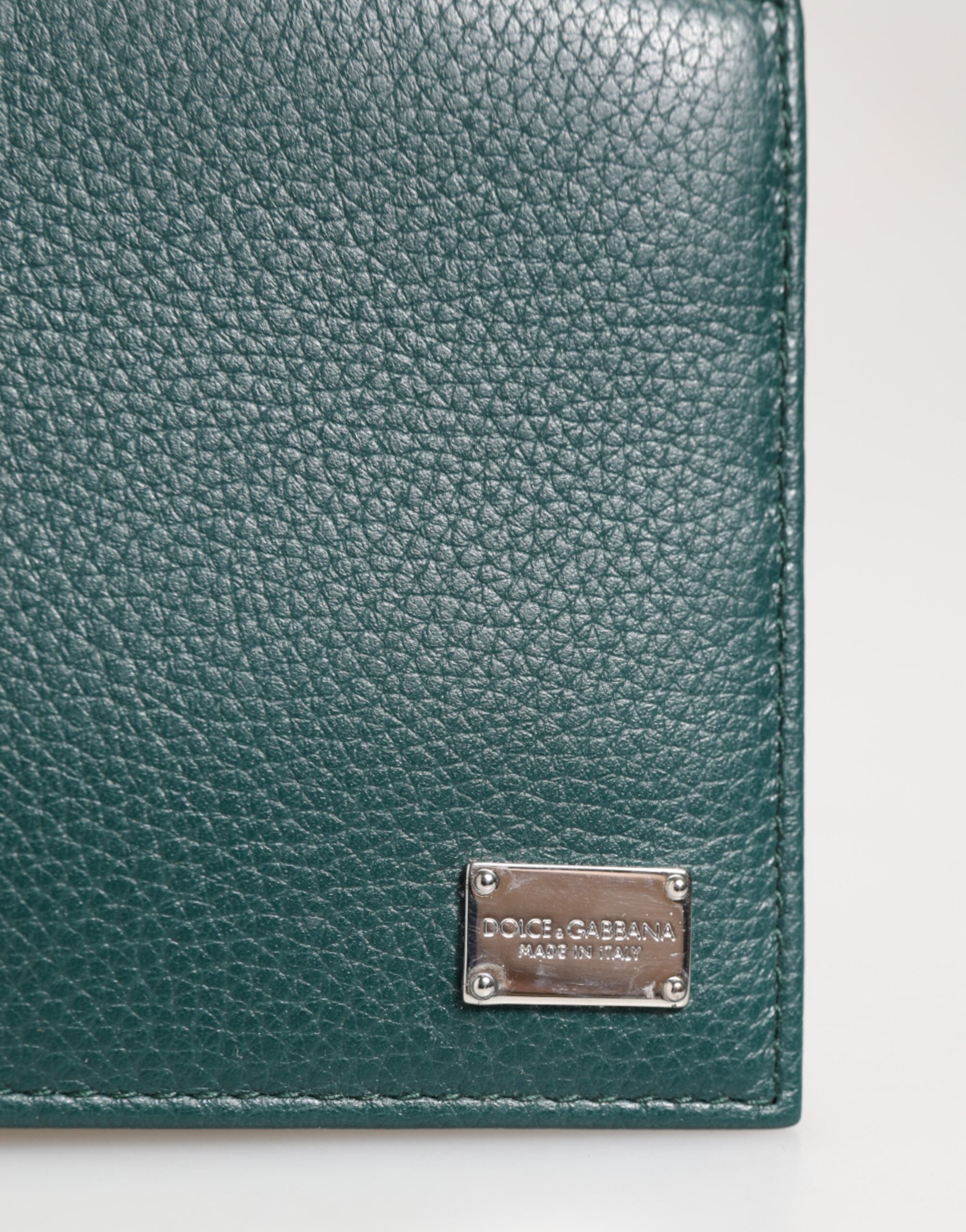 Dolce & Gabbana Green Leather DG Logo Plaque Bifold Men Card Holder Wallet