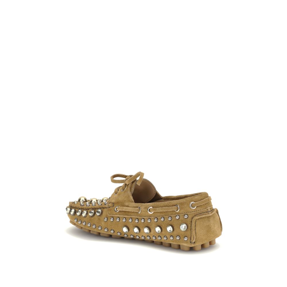 Valentino Garavani Beige Calf Leather Bos Taurus Slip-On Loafers