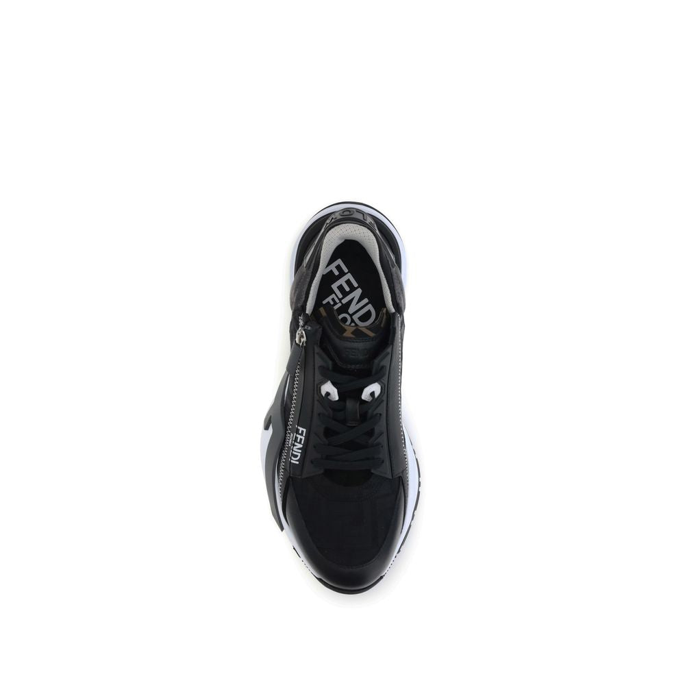 Fendi Gray Calf Leather Bos Taurus Athletic Sneakers