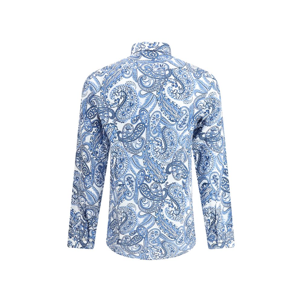 Etro Blue Cotton Pattern Shirt