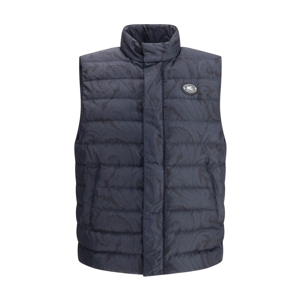 Etro Blue Polyester Sleveless Jacket