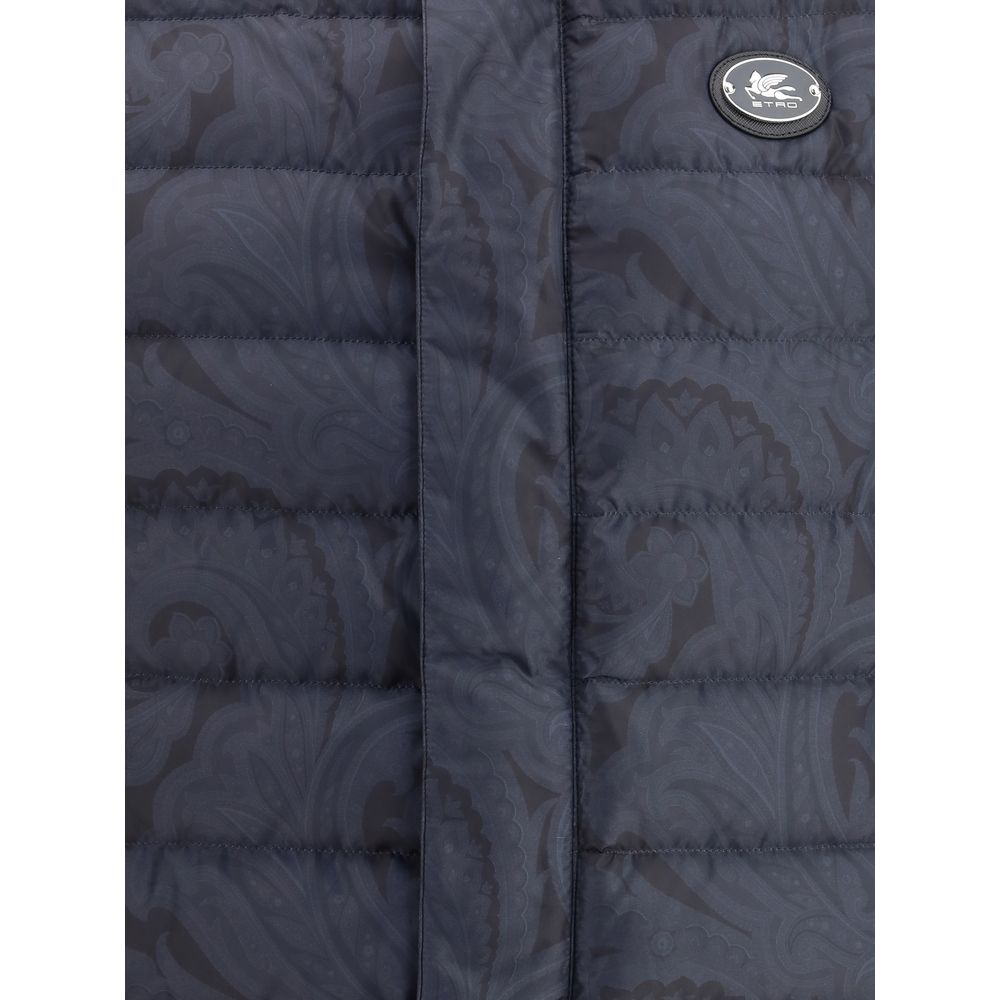Etro Blue Polyester Sleveless Jacket