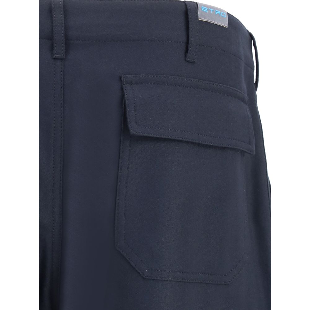 Etro Blue Wool Cargo Pants