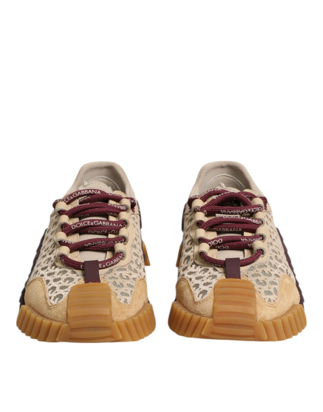Dolce & Gabbana Beige Neoprene DG Logo NS1 Lace Sneakers Shoes