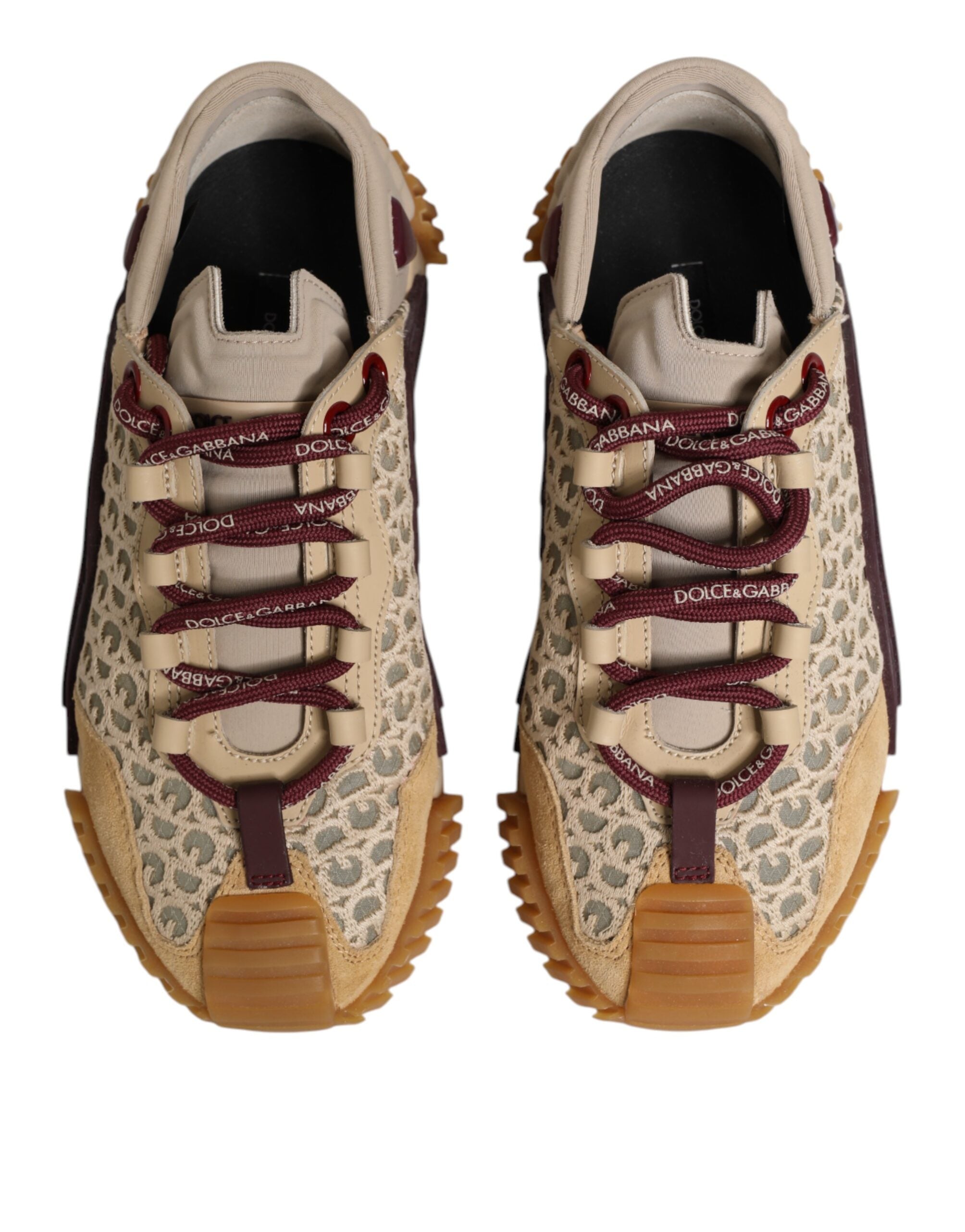 Dolce & Gabbana Beige Neoprene DG Logo NS1 Lace Sneakers Shoes