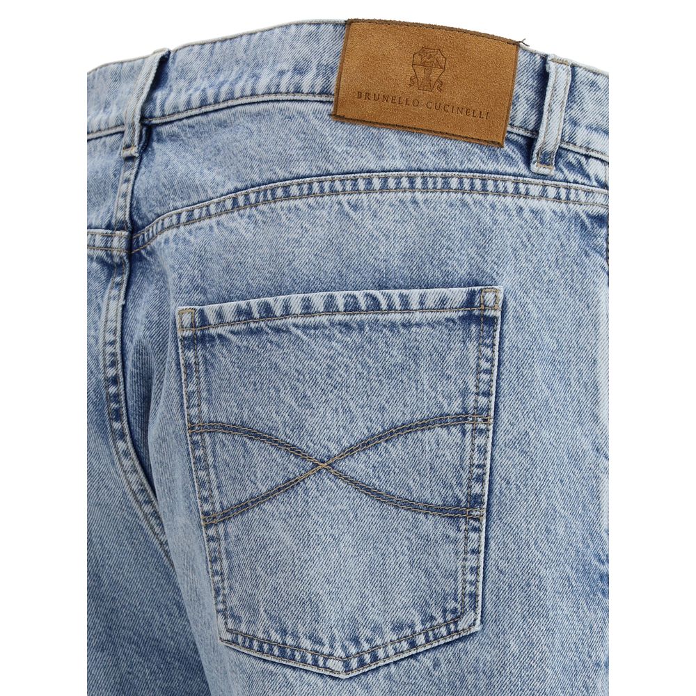 Brunello Cucinelli Blue Cotton Straight-Leg Jeans