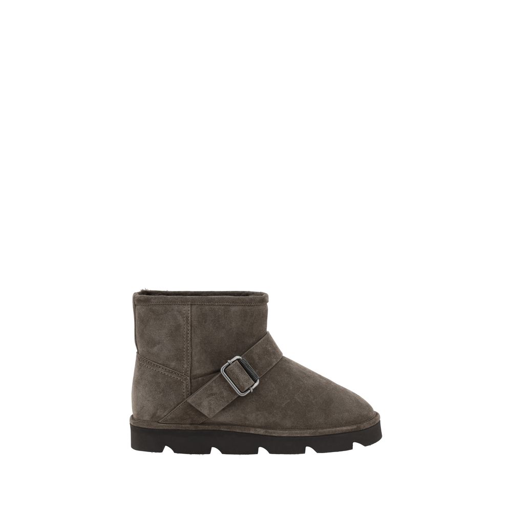 Brunello Cucinelli Brown Calf Leather Bos Taurus Ankle Boots