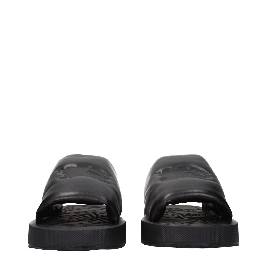 Burberry Black Leather Slippers Sandals