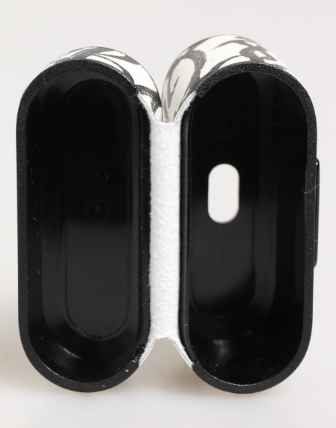 Dolce & Gabbana Black White Leather Monogram Print Logo Holder Airpods Case