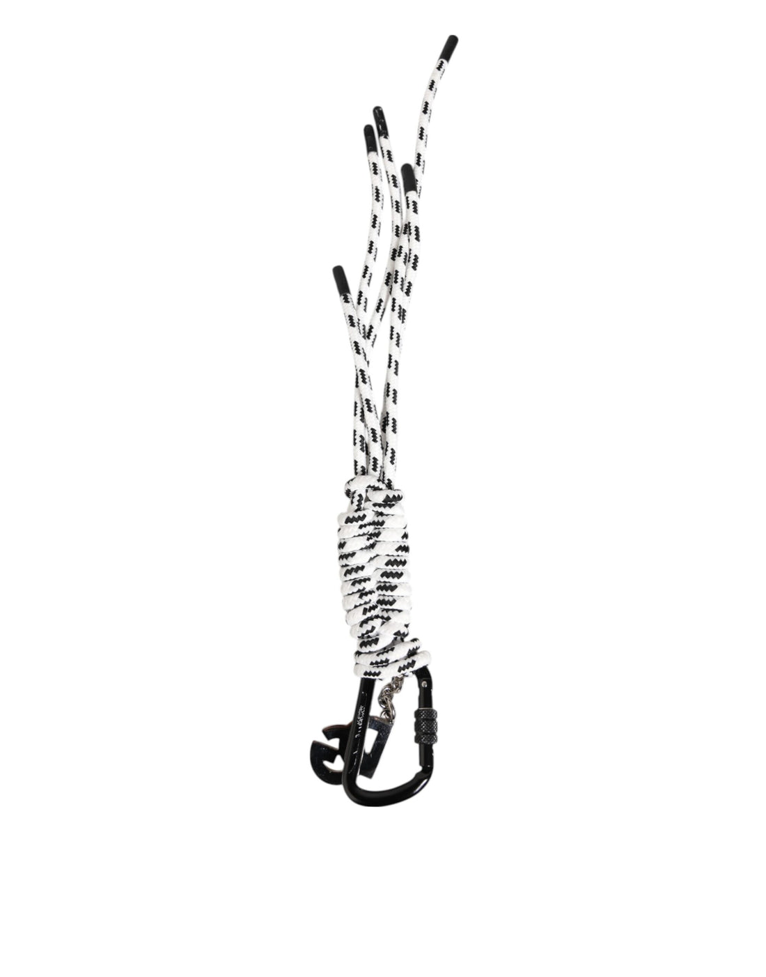 Dolce & Gabbana Black White Polyester Tape String DG Logo Keychain Keyring