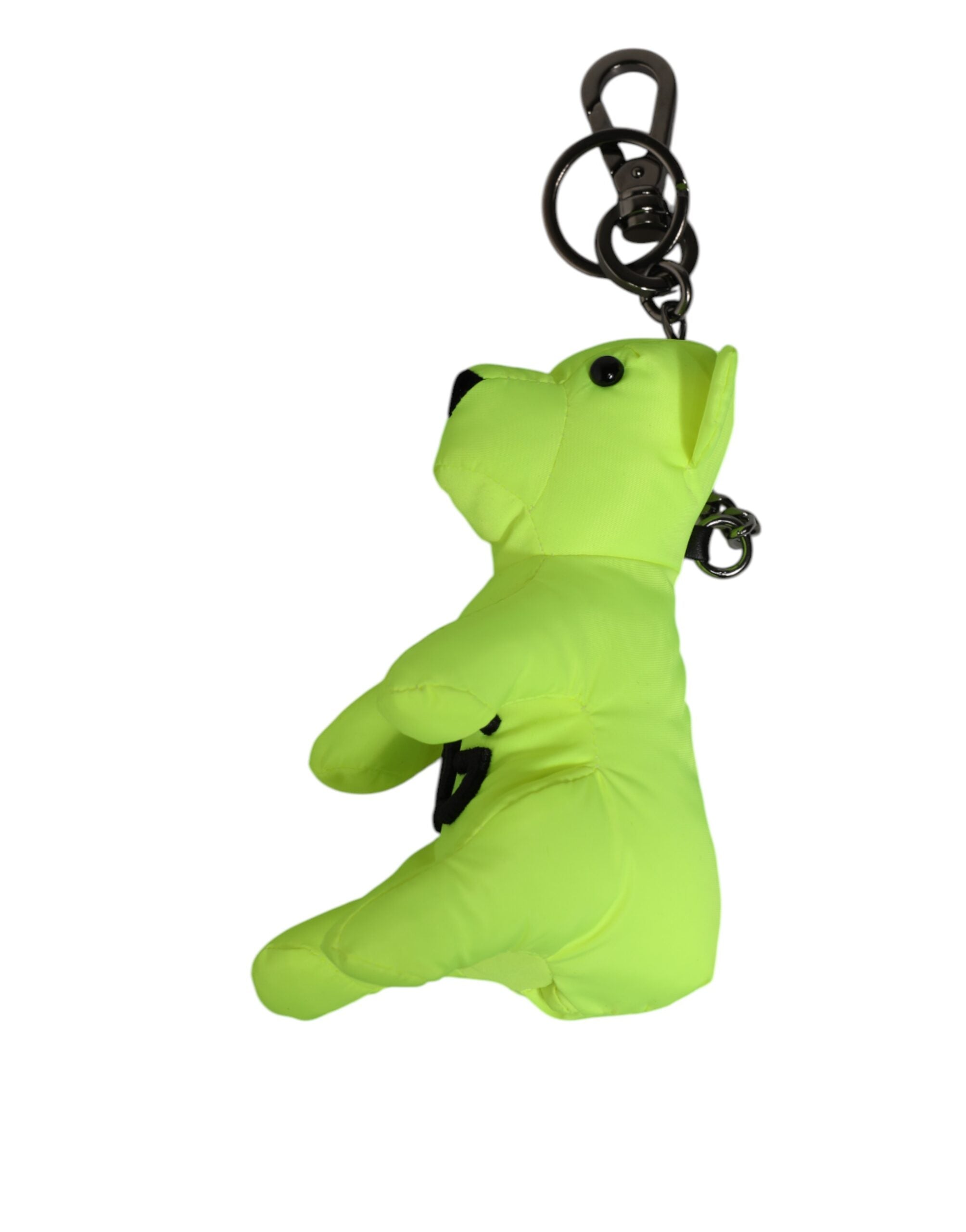 Dolce & Gabbana Neon Green Bear Embroidered Logo Men Keychain Clasp  Keyring