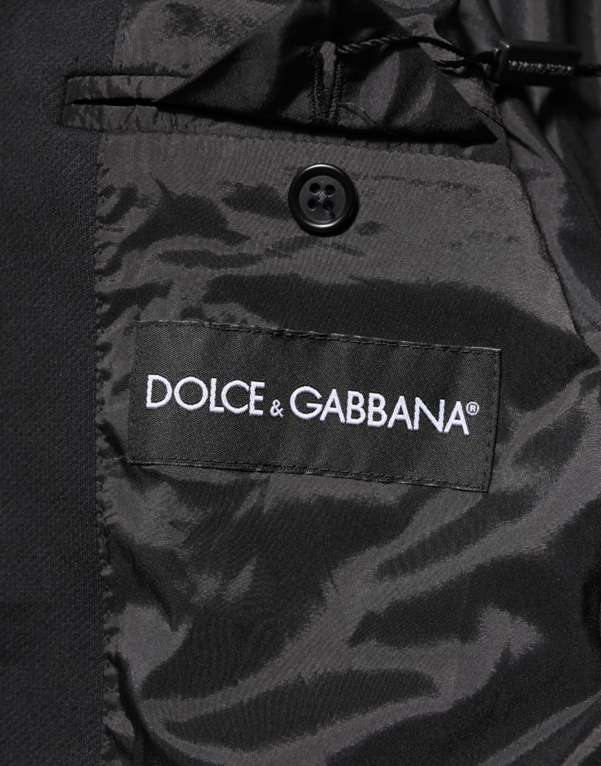 Dolce & Gabbana Dark Blue Cotton Men Jacket Coat Blazer Suit