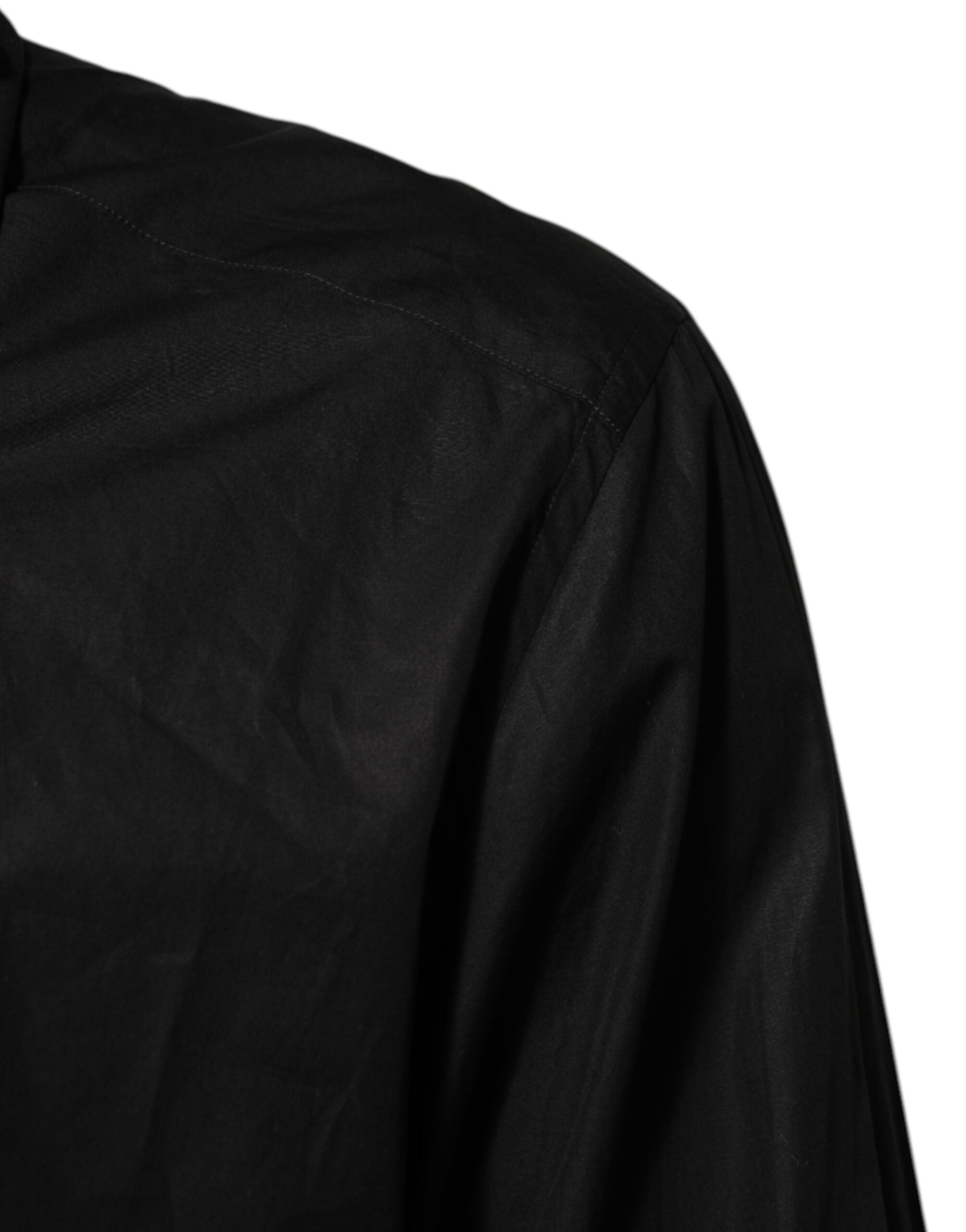 Dolce & Gabbana Black Cotton Embellished Collar Men’s Shirt
