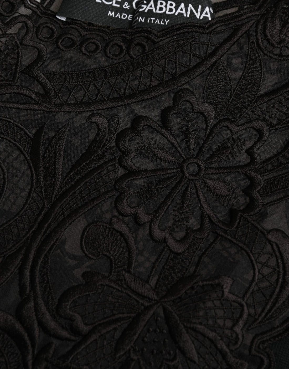 Dolce & Gabbana Black Silk Lace Trim Long Sleeves Blouse Top