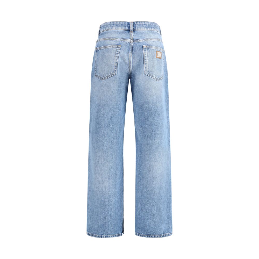 Dolce & Gabbana Blue Cotton Straight-Leg Jeans