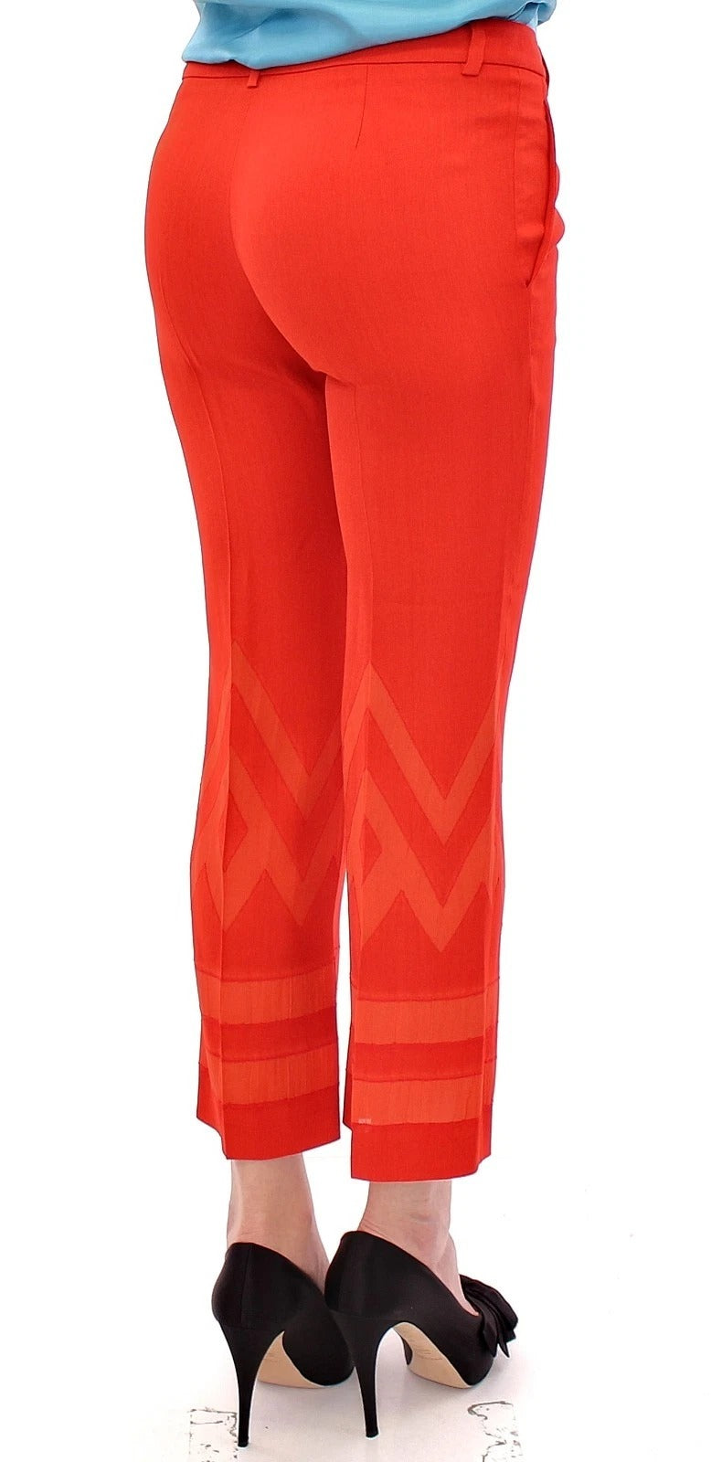 Versace Collection Red Pants Cropped 3/4 Short Nude Capri Pants