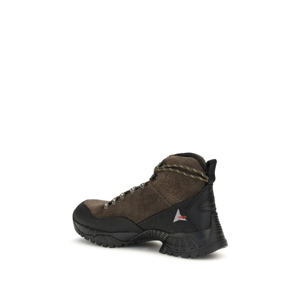 ROA Brown Calf Leather Bos Taurus Lace-Up Boots