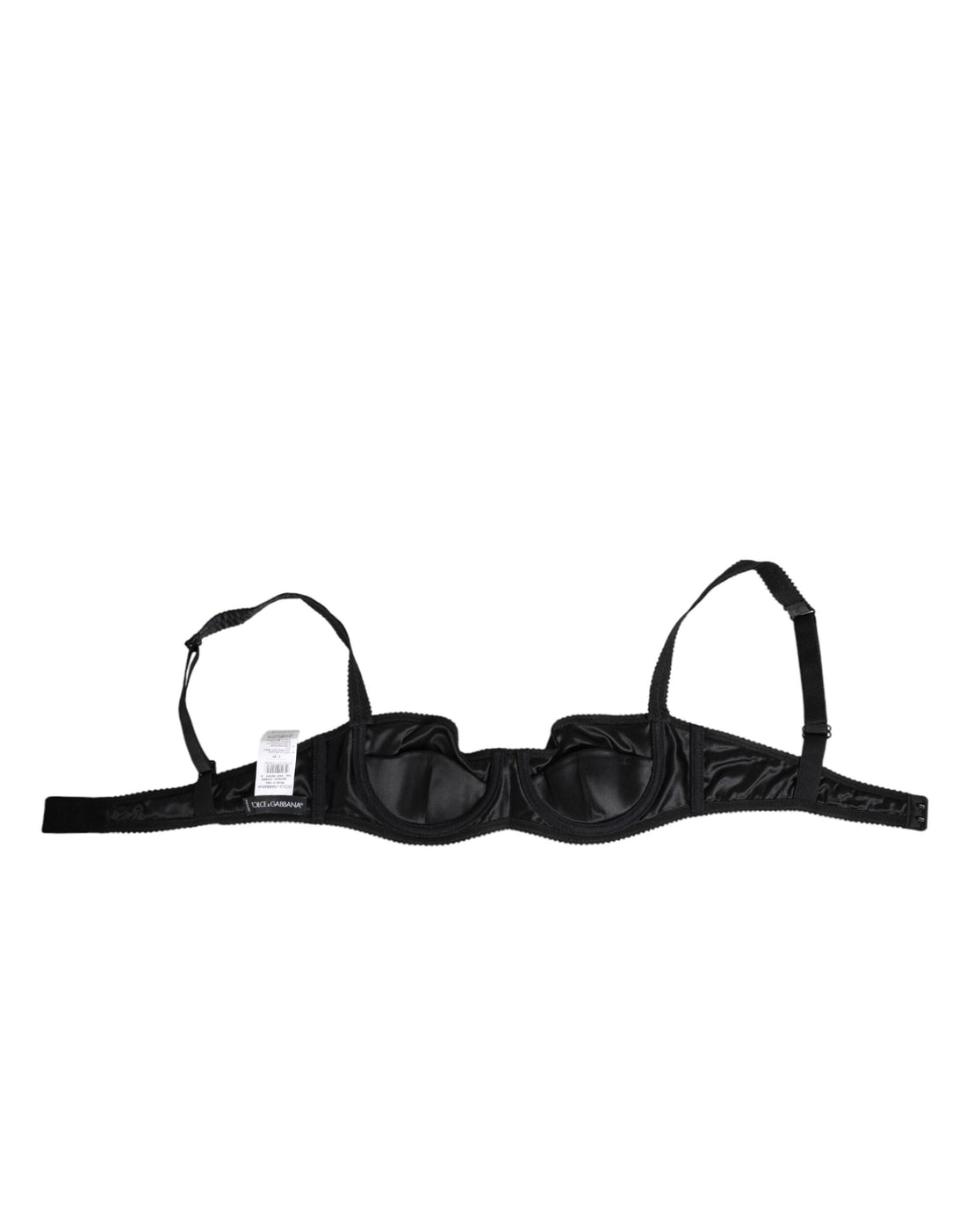 Dolce & Gabbana Black Satin Underwire Bra Lingerie IT2 Underwear