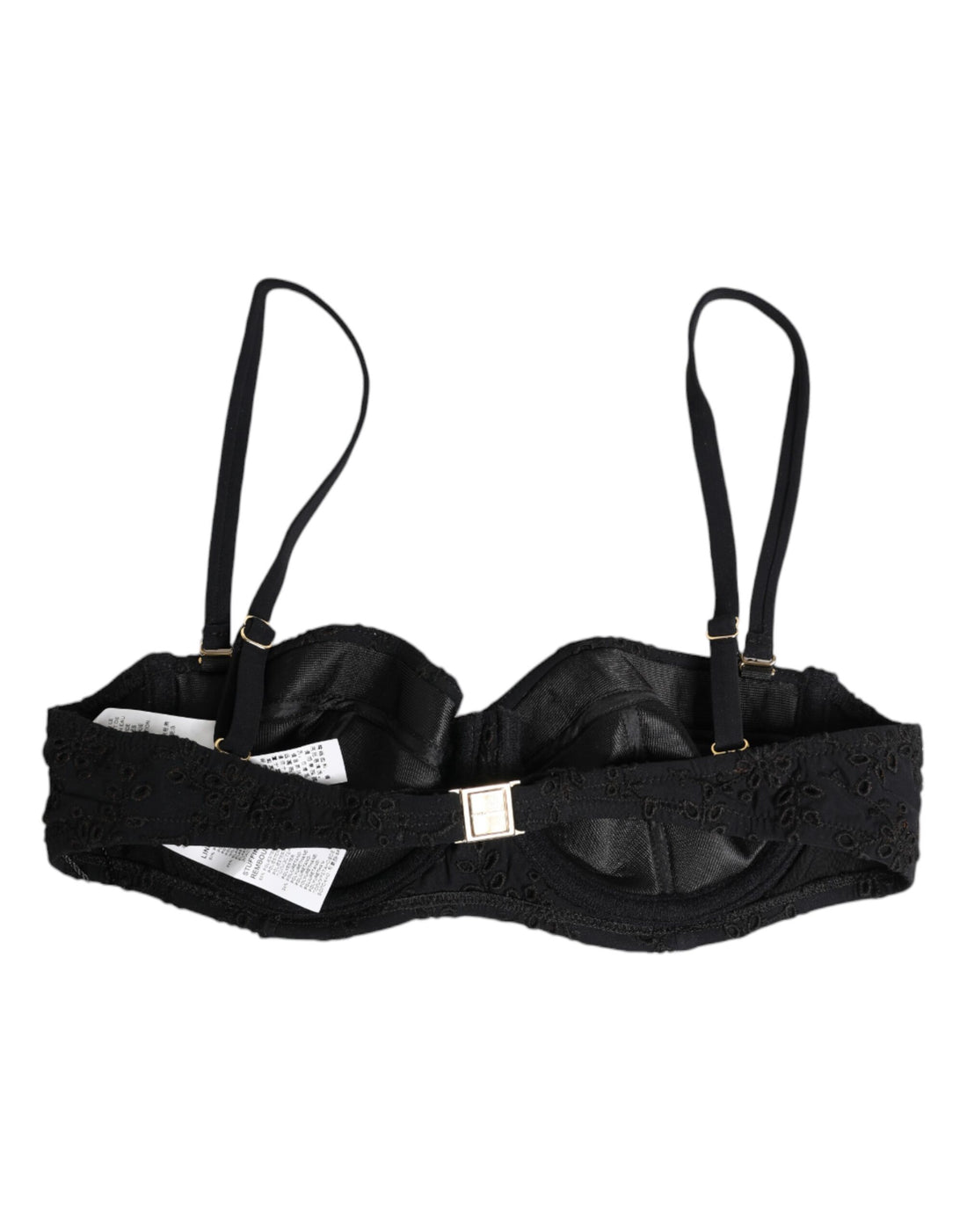 Dolce & Gabbana Black Polyester Embroidered Underwire Bra Underwear