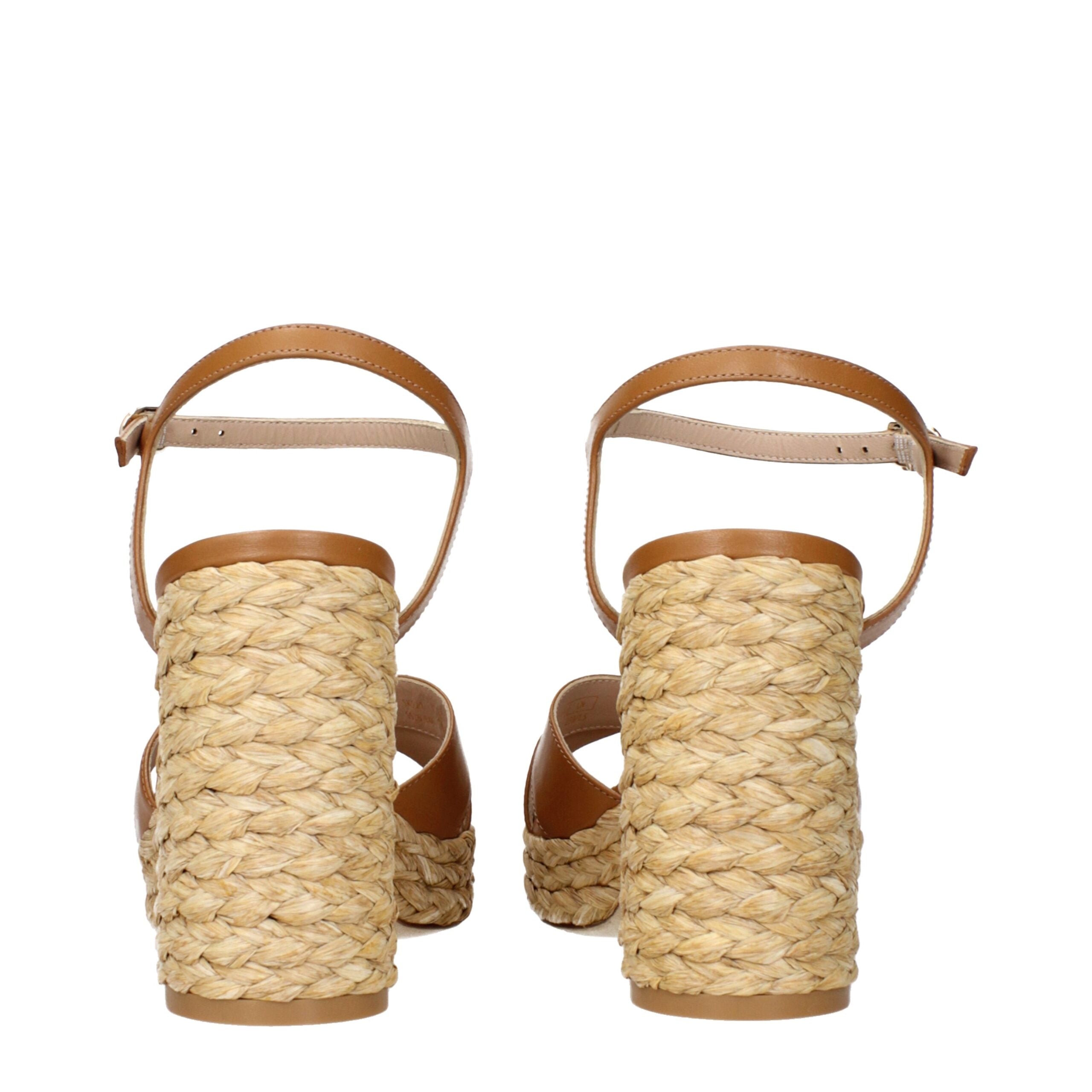 Stuart Weitzman Brown Leather Platform Sandals
