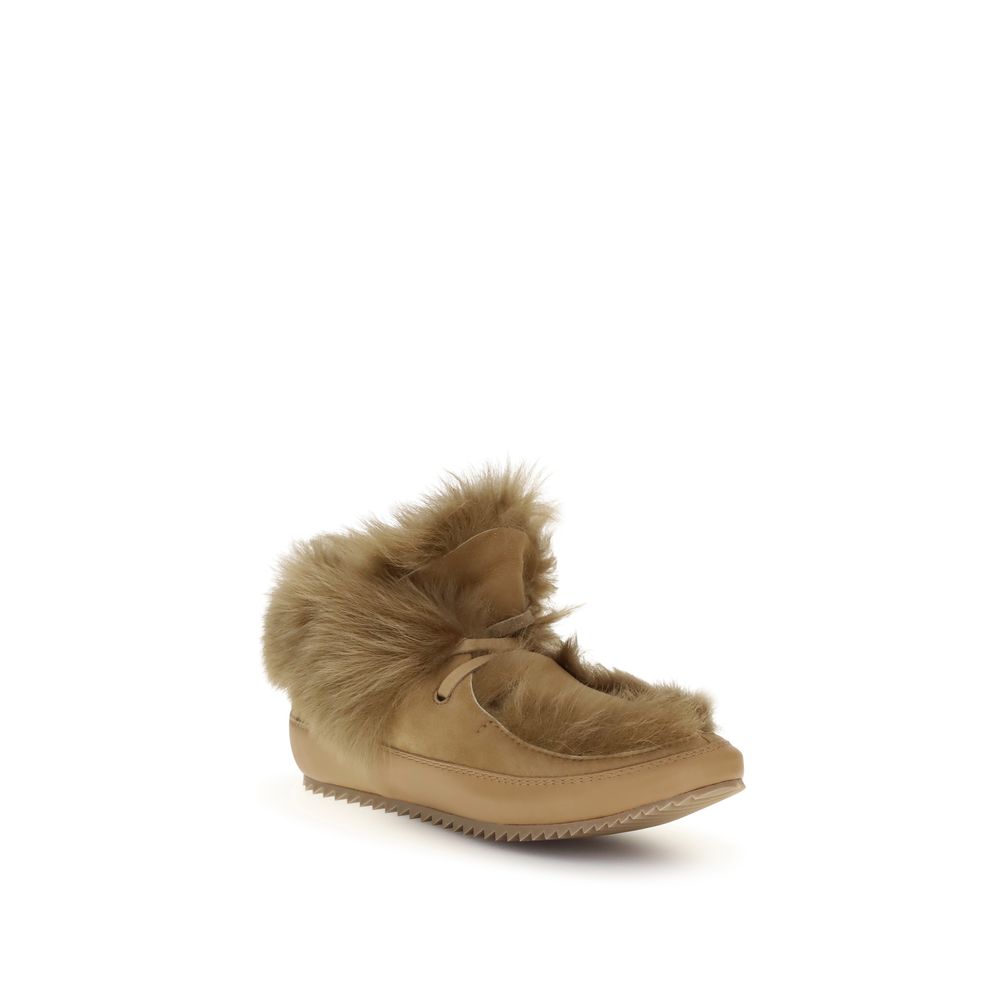 Pedro García Beige Leather Ankle Boots