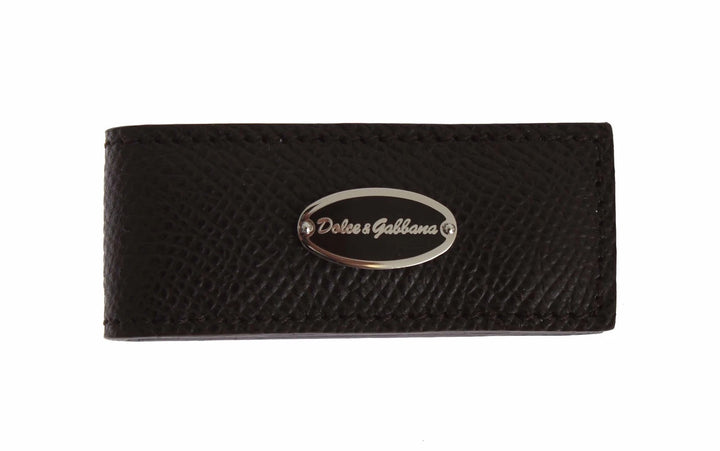 Dolce & Gabbana Brown Leather Magnet Mens Money Cash Clip