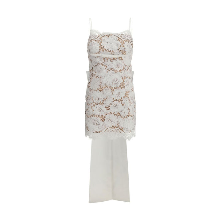 Self-Portrait Short satin Dress with lace bow