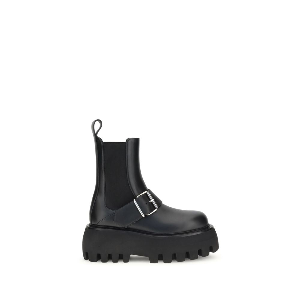 Alexander McQueen Black Calf Leather Bos Taurus Ankle Boots