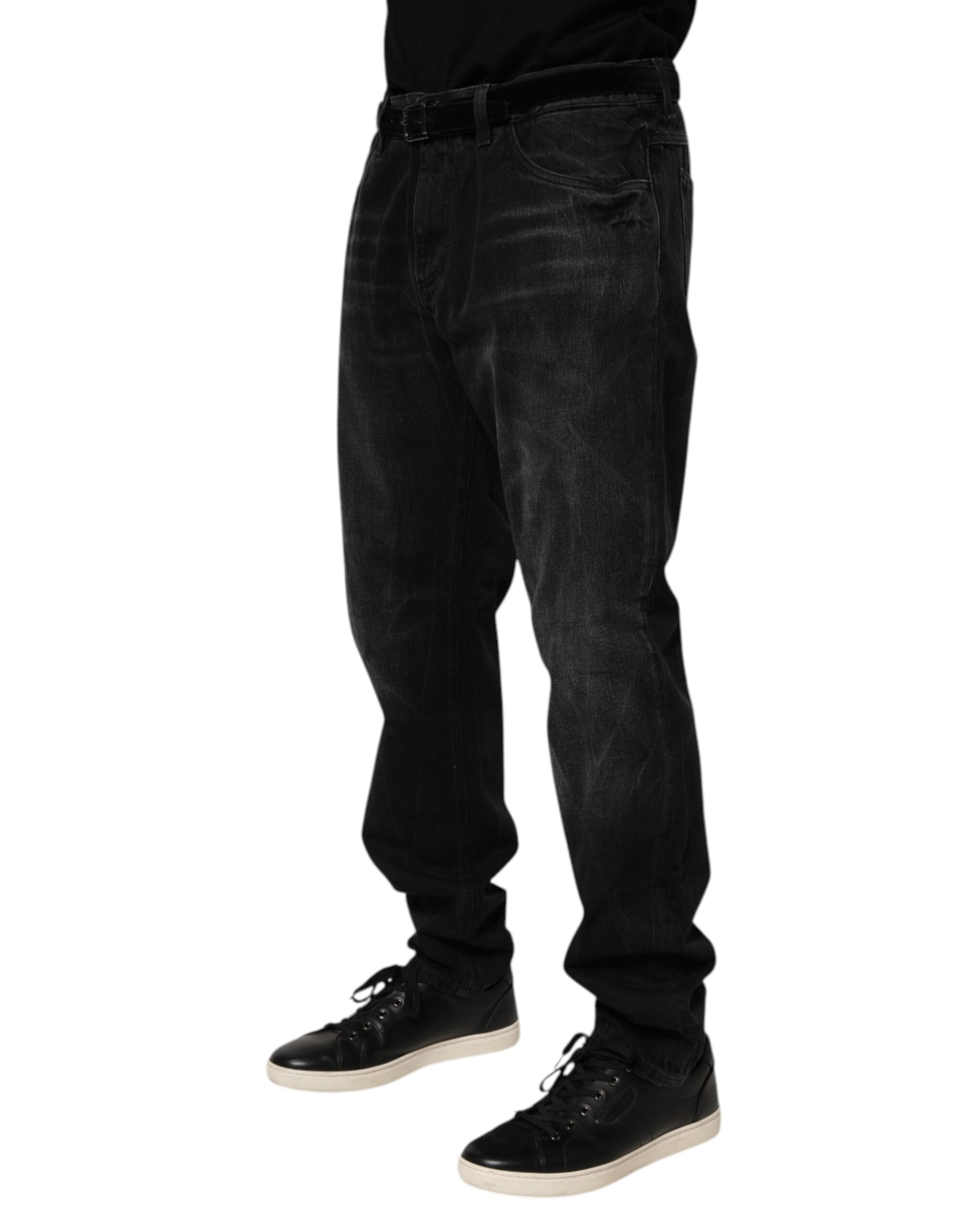 Dolce & Gabbana Black Washed Cotton Skinny Men Denim Jeans