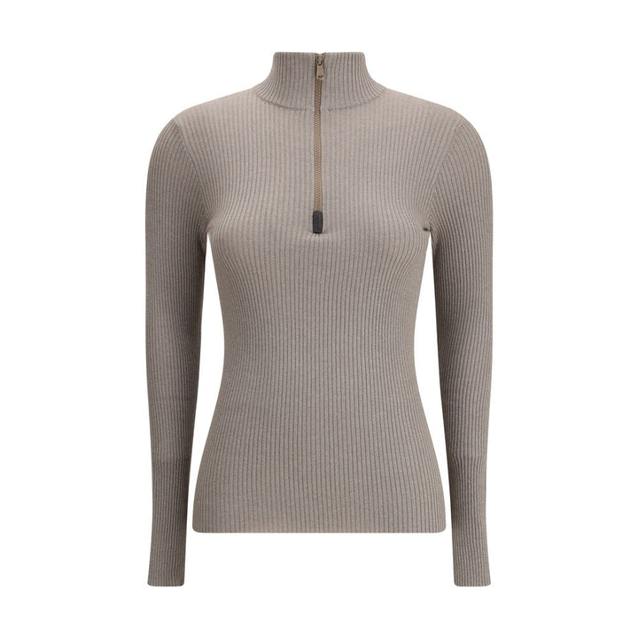 Brunello Cucinelli Zipped high neck Top