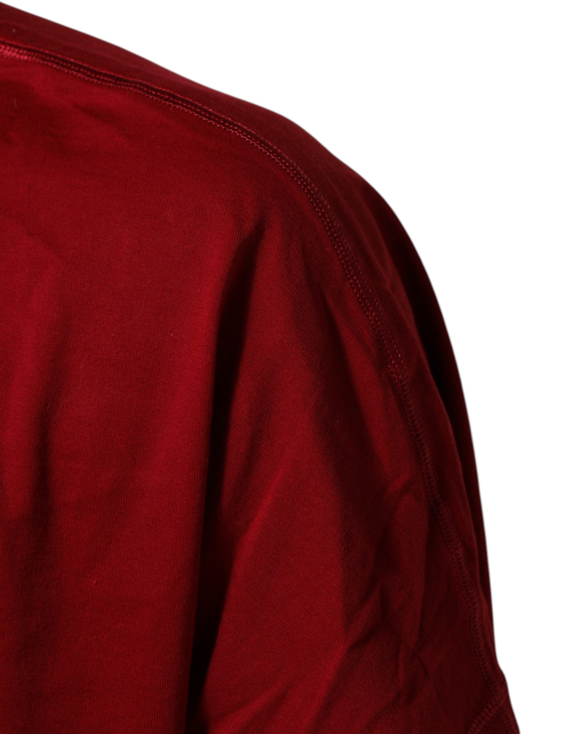 Dolce & Gabbana Maroon LogoCrown Cotton Half Sleeve T-shirt