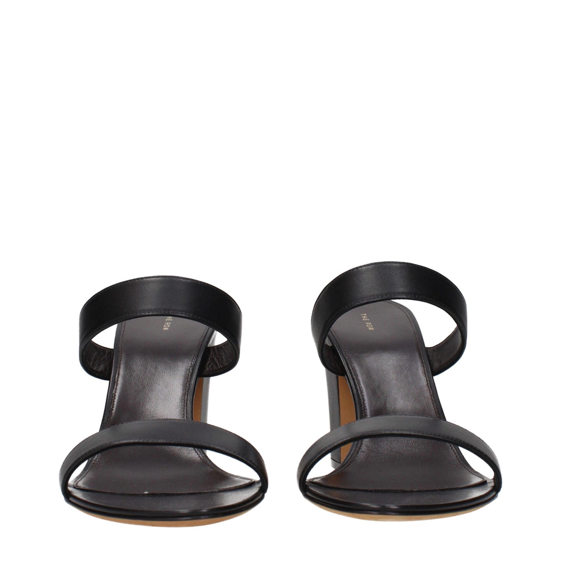 The Row Black Leather Stiletto Heel Sandals