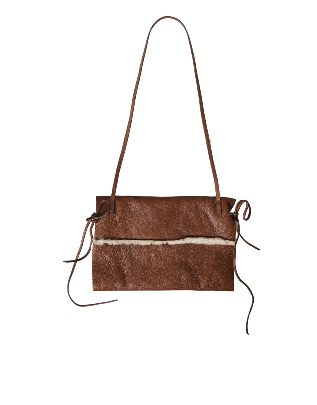 Miu Miu Brown Leather Fur Inner Lining Neck Strap WinterFleece Handwarmer