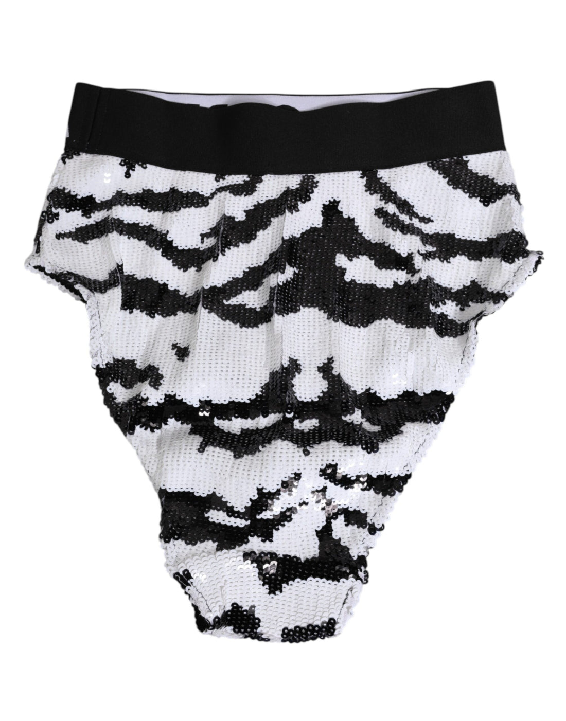 Dolce & Gabbana Black White Sequin High Waist Panty Underwear