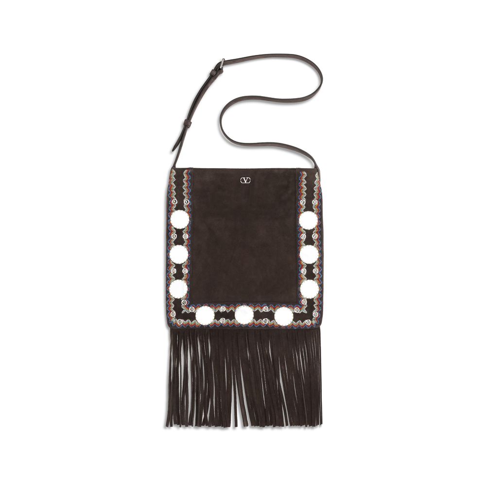 Valentino Garavani Brown Calf Leather Bos Taurus Shoulder Bag