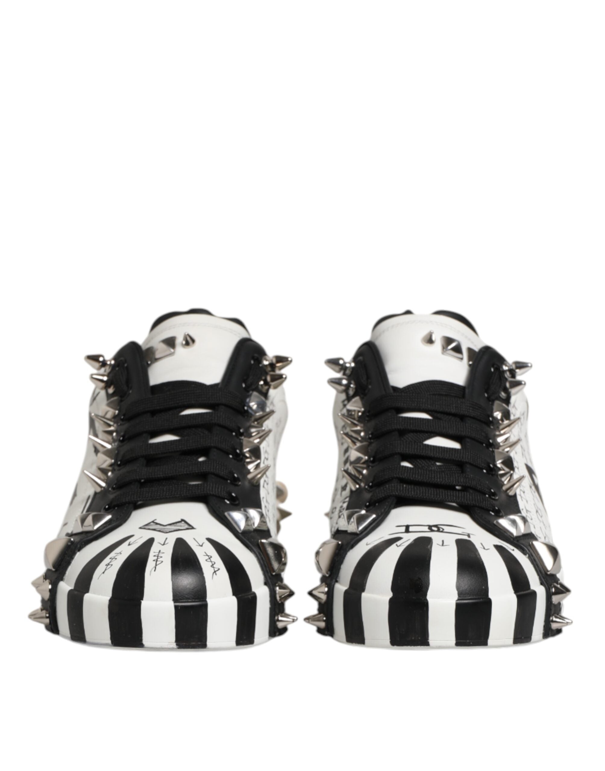 Dolce & Gabbana White Portofino Studded Men Sneakers Shoes