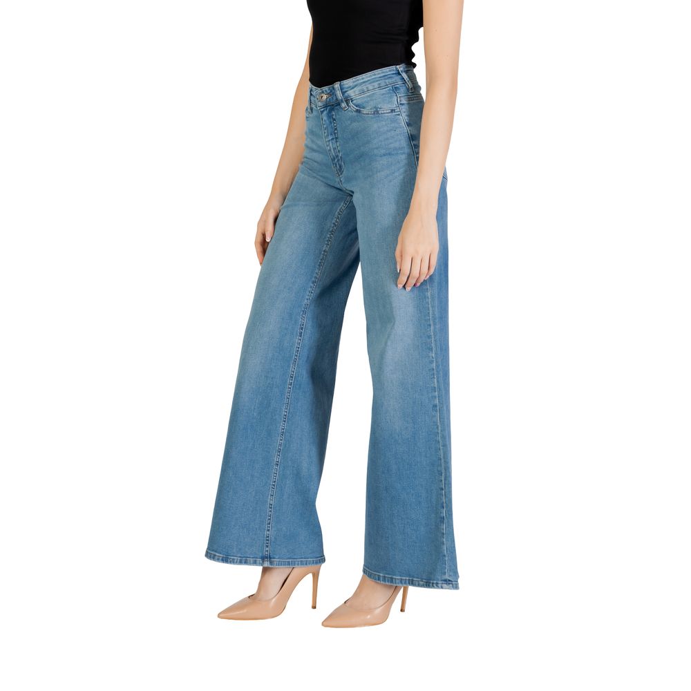 ICHI Light Blue Cotton Bootcut Jeans