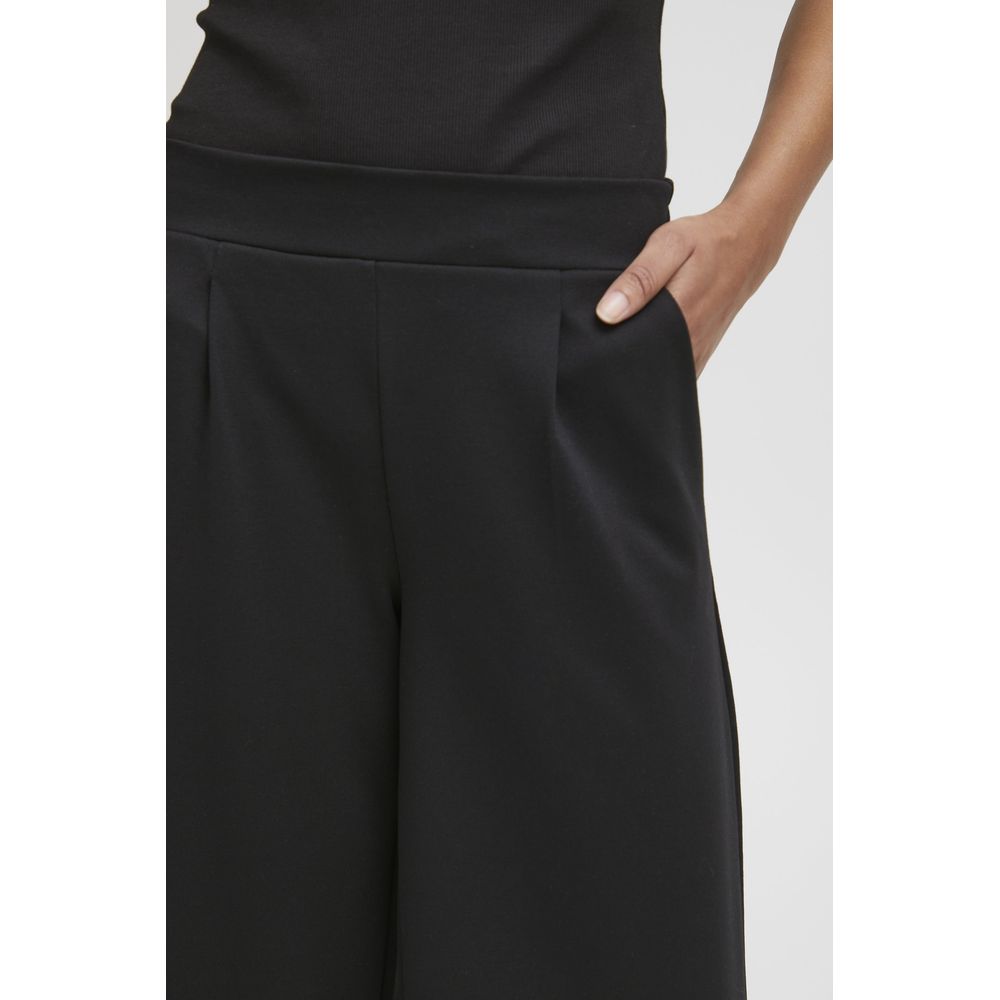 ICHI Black Recycled Polyester Flared Pants