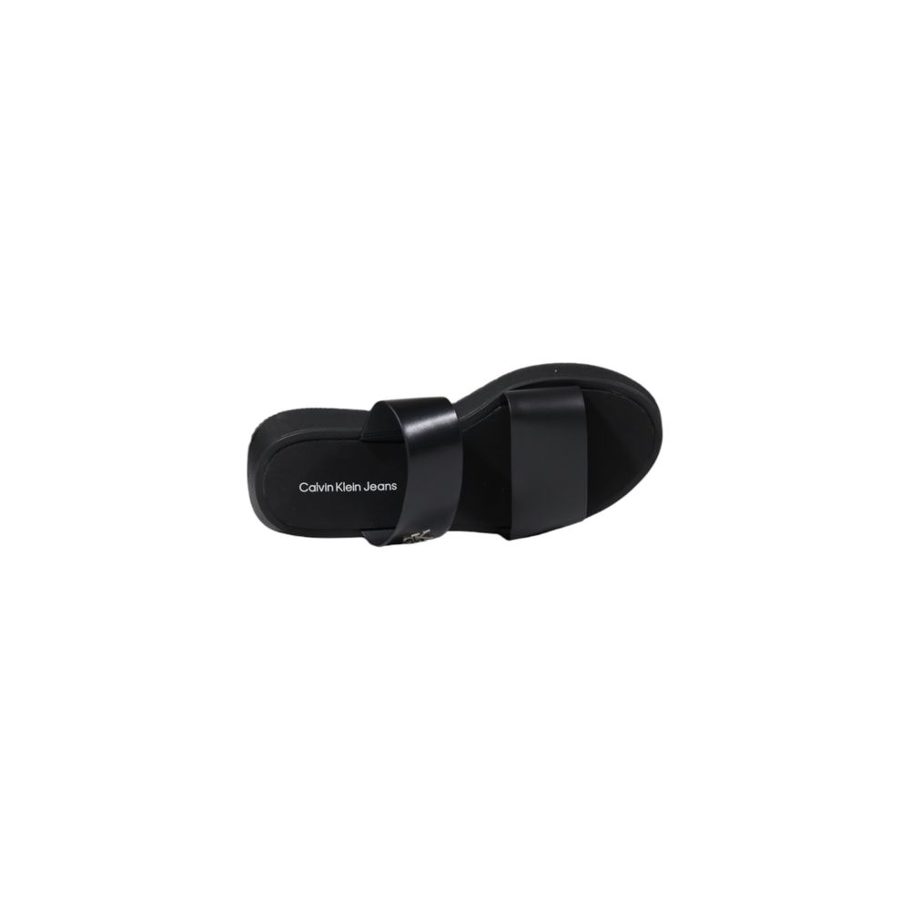 Calvin Klein Jeans Black Leather Sandals